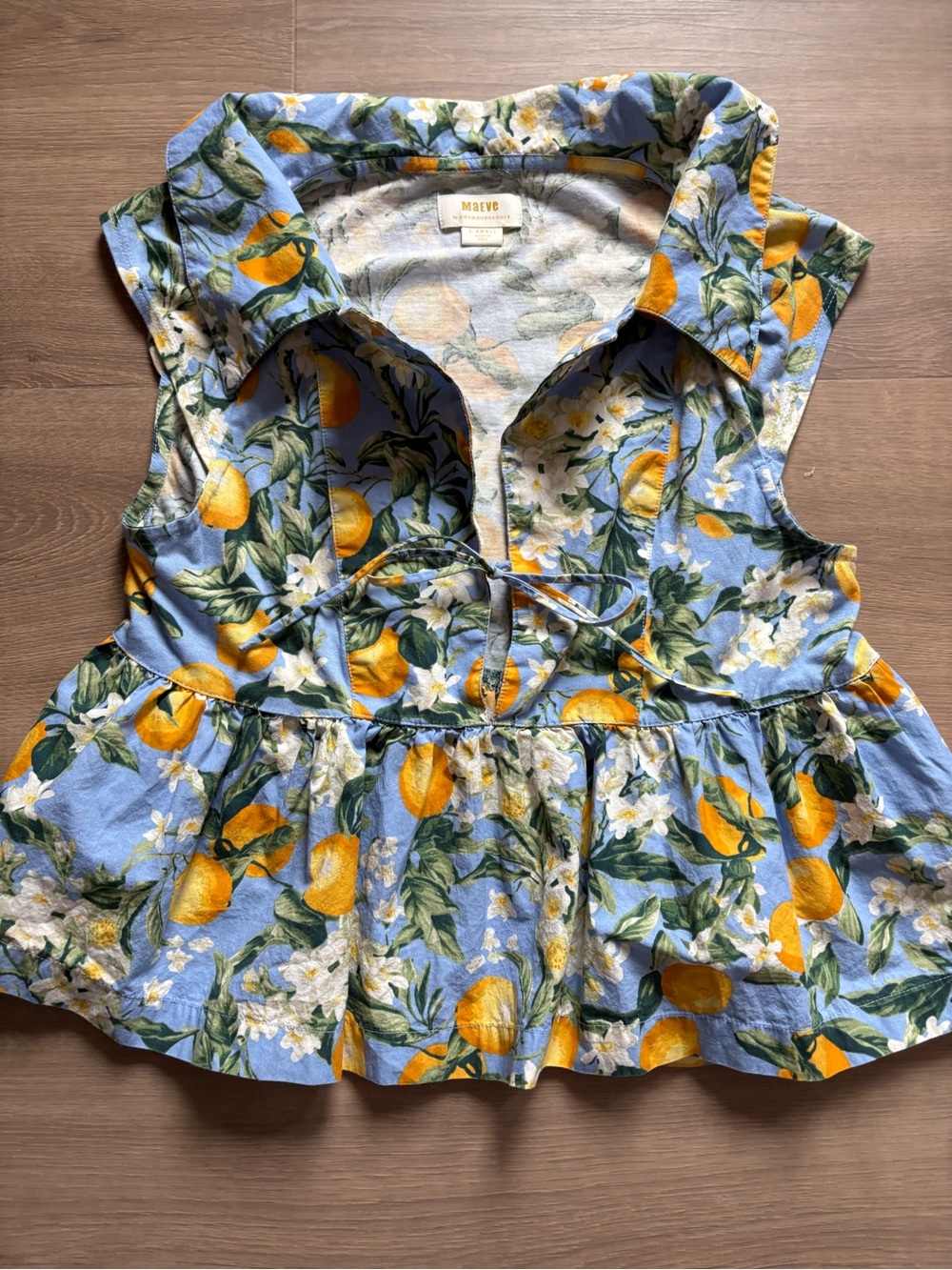 Maeve Lemon Print Peplum Top